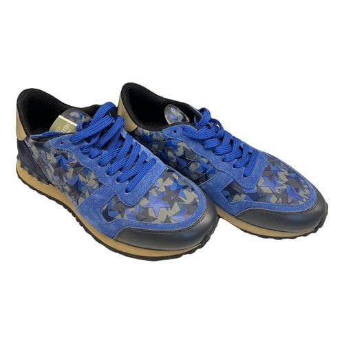 Pre-owned Valentino Garavani Rockrunner Cloth Low Trainers In Blue