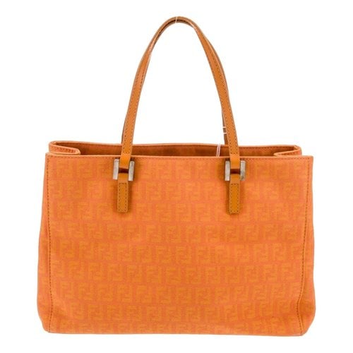 Pre-owned Fendi Roll Bag Cloth Tote In Orange