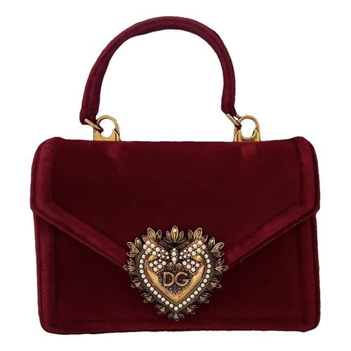 Pre-owned Dolce & Gabbana Devotion Velvet Bag In Red