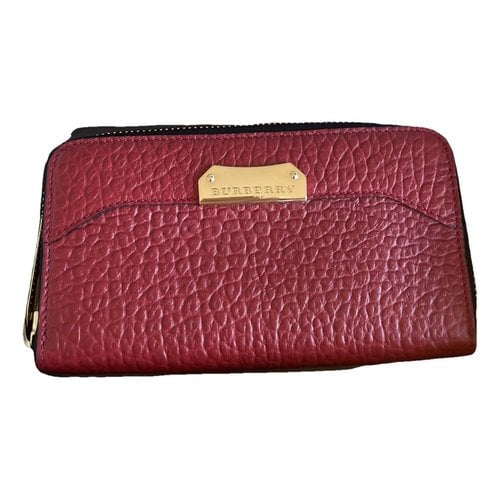 Pre-owned Burberry Leather Wallet In Red