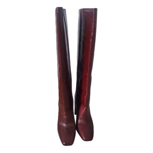 Pre-owned Rag & Bone Leather Boots In Burgundy