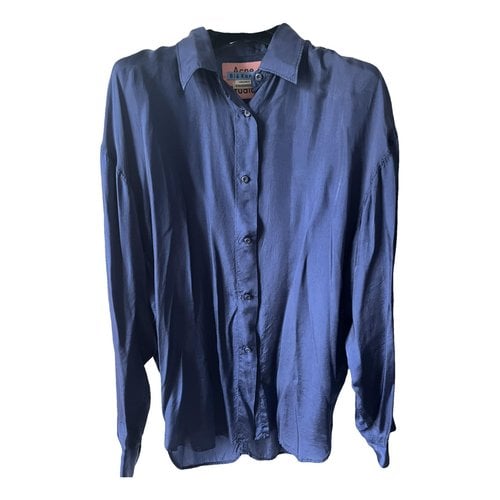 Pre-owned Acne Studios Blå Konst Silk Shirt In Blue