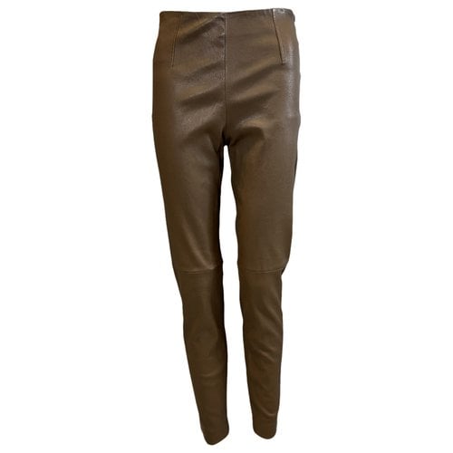 Pre-owned Max Mara Leather Straight Pants In Brown