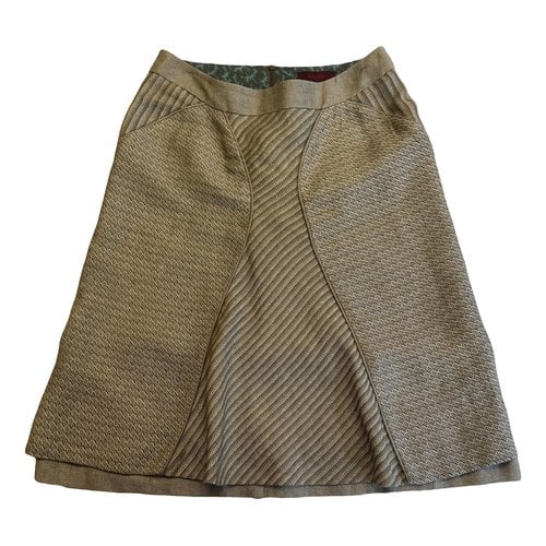 Pre-owned Kenzo Linen Mid-length Skirt In Silver