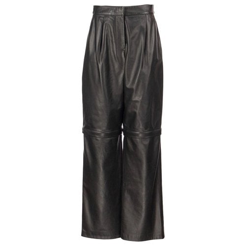 Pre-owned Max Mara Leather Straight Pants In Black