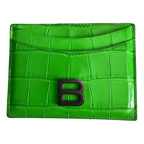 Pre-owned Balenciaga Leather Card Wallet In Green