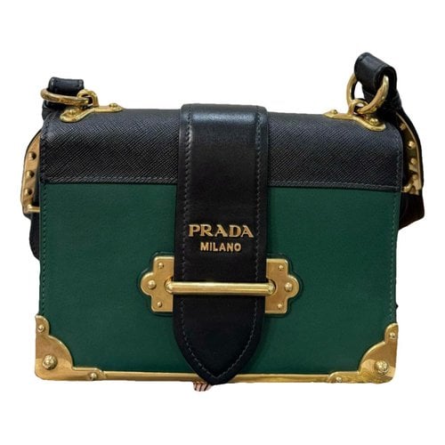 Pre-owned Prada Cahier Leather Crossbody Bag In Green