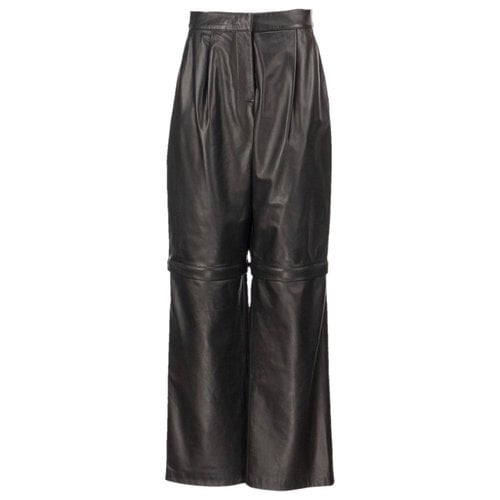 Pre-owned Max Mara Atelier Leather Straight Pants In Black