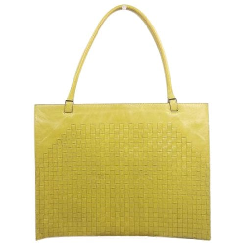 Pre-owned Bottega Veneta Maxi Cabat 30 Leather Handbag In Yellow