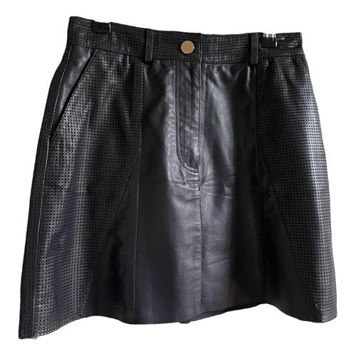 Pre-owned Tommy Hilfiger Leather Mini Skirt In Navy