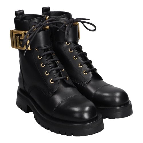 Pre-owned Balmain Leather Biker Boots In Black