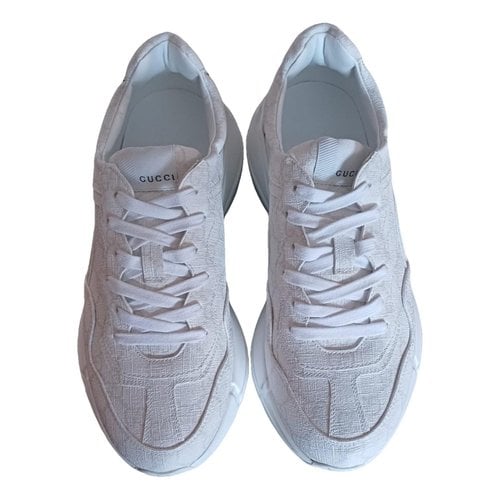 Pre-owned Gucci Rhyton Cloth Trainers In White