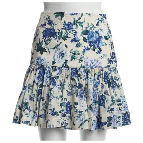 Pre-owned Zimmermann Linen Mini Skirt In Blue
