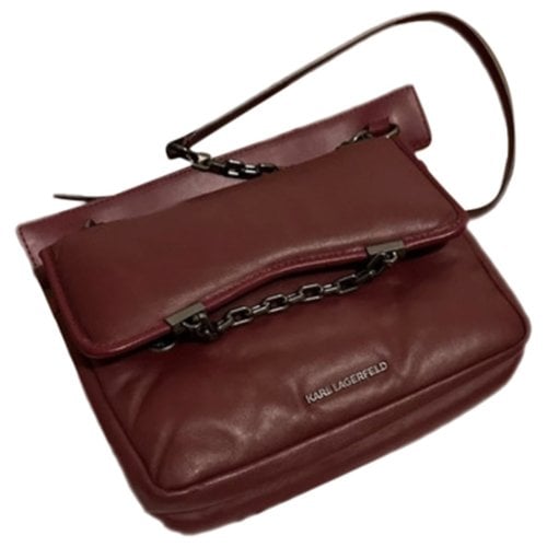 Pre-owned Karl Lagerfeld Leather Handbag In Burgundy