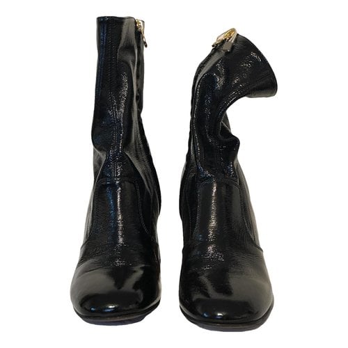 Pre-owned L'autre Chose Patent Leather Ankle Boots In Black