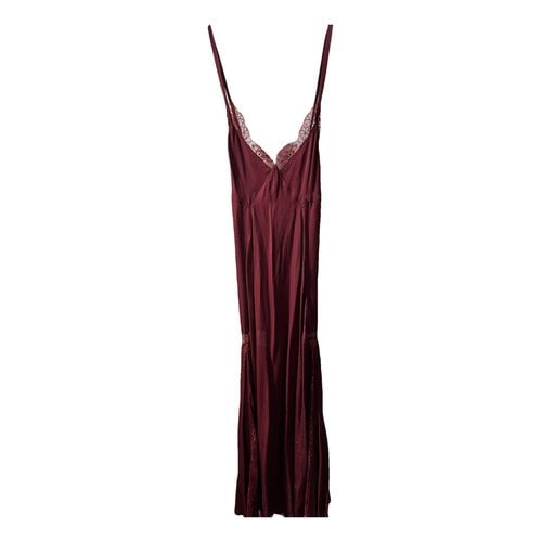 Pre-owned Off-white Silk Mid-length Dress In Burgundy
