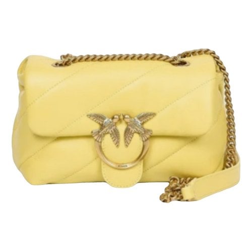 Pre-owned Pinko Love Bag Leather Handbag In Yellow