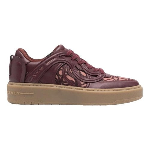 Pre-owned Stella Mccartney Vegan Leather Trainers In Burgundy