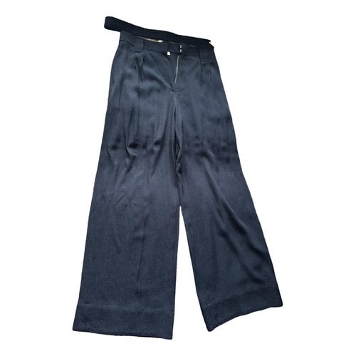 Pre-owned Ganni Trousers In Navy