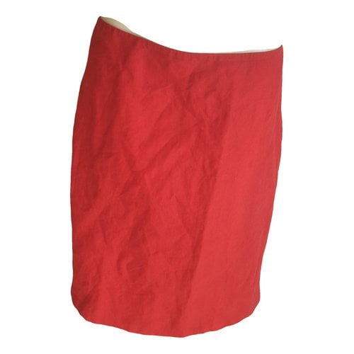 Pre-owned Ferragamo Linen Skirt In Red