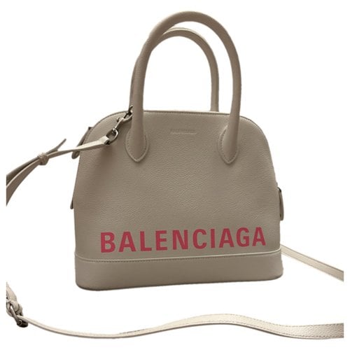 Pre-owned Balenciaga Ville Top Handle Leather Crossbody Bag In White