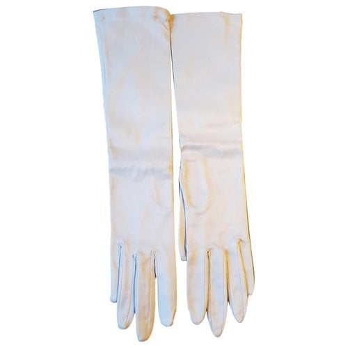Pre-owned Dior Silk Long Gloves In Ecru