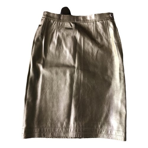 Pre-owned Saint Laurent Leather Mini Skirt In Gold