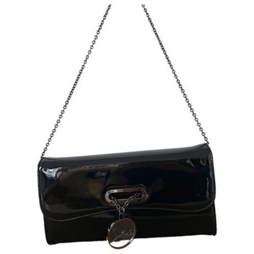 Pre-owned Christian Louboutin Riviera Patent Leather Clutch Bag In Black