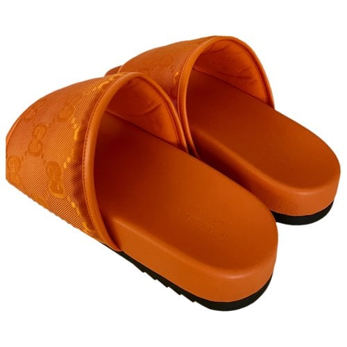 Pre-owned Gucci Leather Sandals In Orange