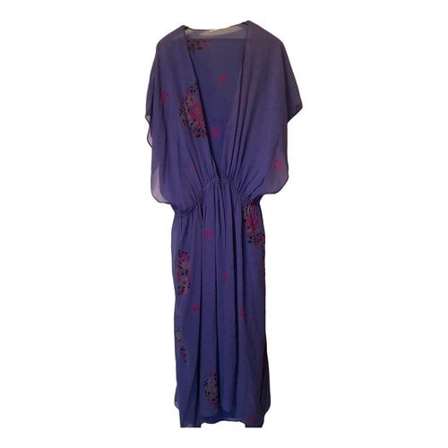 Pre-owned Guy Laroche Silk Mid-length Dress In Blue