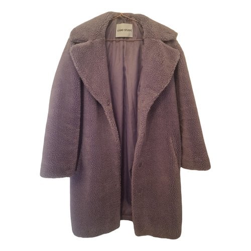 Pre-owned Stand Studio Faux Fur Peacoat In Purple
