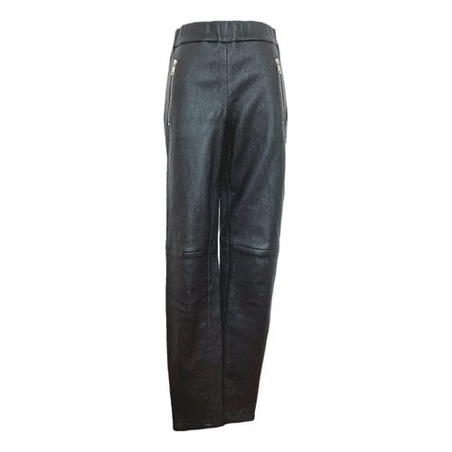 Pre-owned Alexander Mcqueen Leather Trousers In Blue