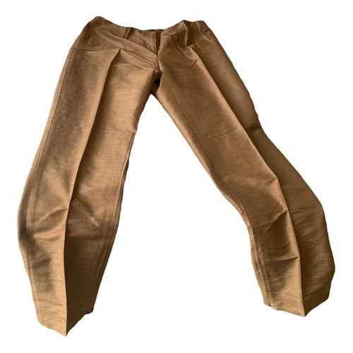 Pre-owned Dolce & Gabbana Silk Straight Pants In Metallic