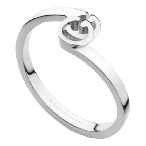 Pre-owned Gucci Gg Running White Gold Ring In Silver