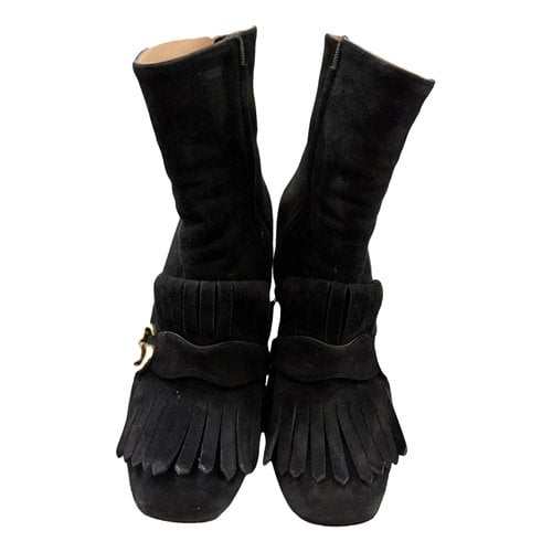 Pre-owned Gucci Marmont Boots In Black