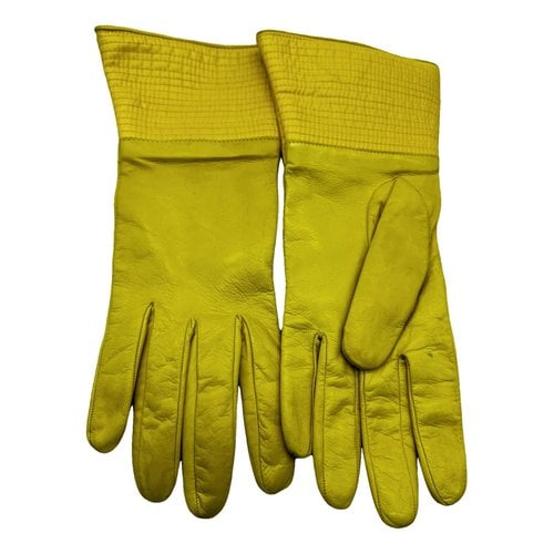 Pre-owned Dondup Leather Long Gloves In Yellow