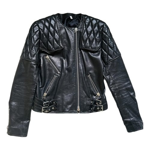Pre-owned Faith Connexion Leather Biker Jacket In Black