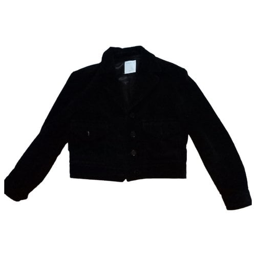 Pre-owned Sandro Fall Winter 2020 Velvet Short Vest In Black