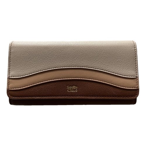 Pre-owned See By Chloé Leather Wallet In Beige