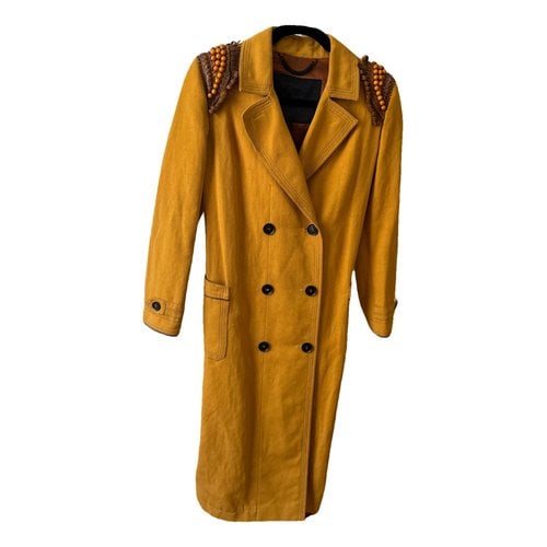 Pre-owned Burberry Linen Coat In Yellow