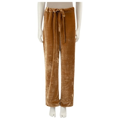 Pre-owned Reformation Velvet Trousers In Brown