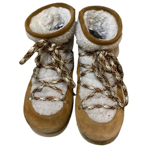 Pre-owned Moon Boot Leather Snow Boots In Camel