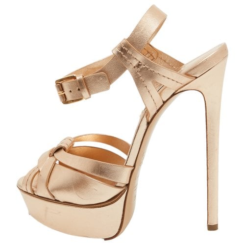 Pre-owned Casadei Patent Leather Sandal In Gold