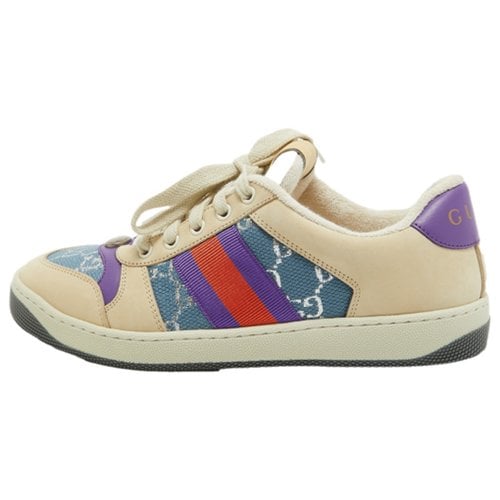 Pre-owned Gucci Leather Trainers In Multicolour