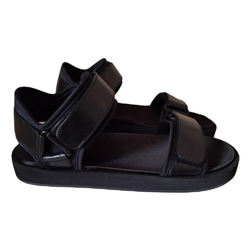 Pre-owned The Row Hook And Loop Leather Sandal In Black