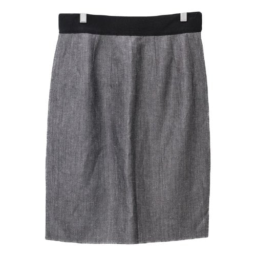 Pre-owned Valentino Linen Mini Skirt In Grey