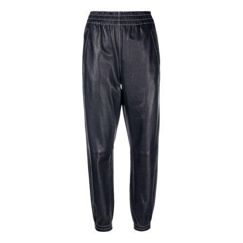 Pre-owned Polo Ralph Lauren Leather Trousers In Navy