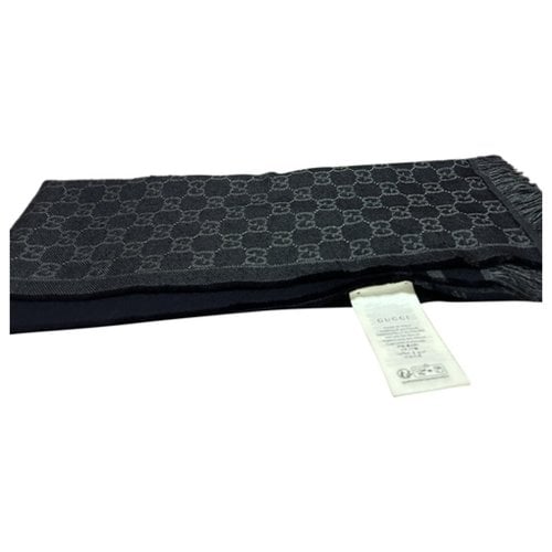 Pre-owned Gucci Wool Scarf In Blue