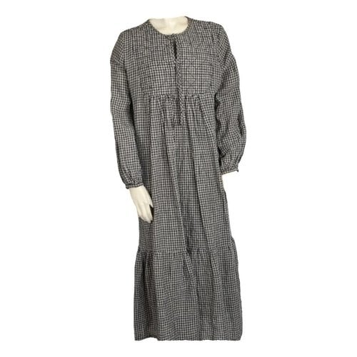 Pre-owned Skall Studio Linen Maxi Dress In Grey
