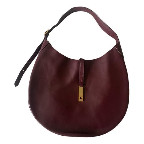 Pre-owned Polo Ralph Lauren Leather Handbag In Burgundy